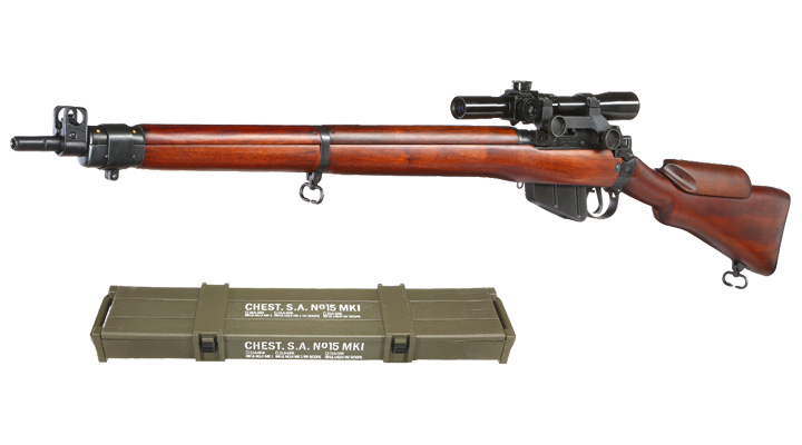 Ares Lee-Enf. SMLE No.4 MK1 Stahl Bolt-Action Gewehr mit ZF No.32 6mm BB Echtholz + Waffenkiste