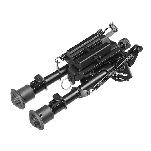 Firefield Compact Metall Zweibein 145 - 220 mm mit Gummife und 20 - 22mm- / Sniper-Halterung schwarz