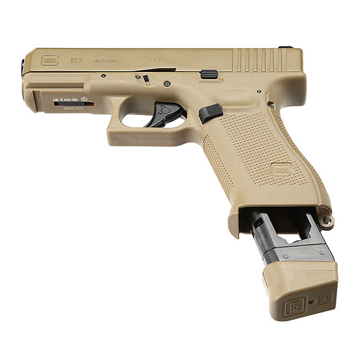 Glock 19X mit Metallschlitten CO2 BlowBack 6mm BB Coyote Tan Bild 5