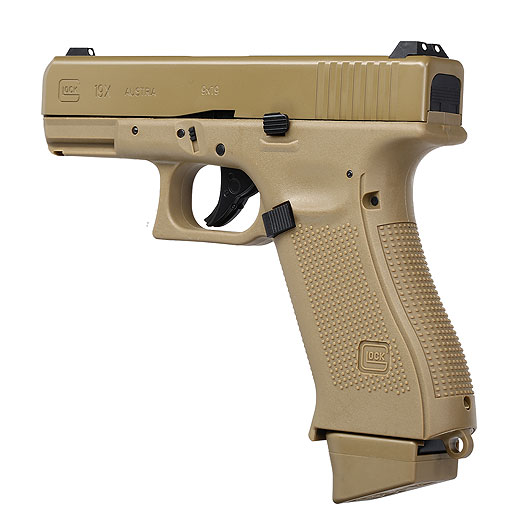 Glock 19X mit Metallschlitten CO2 BlowBack 6mm BB Coyote Tan Bild 8