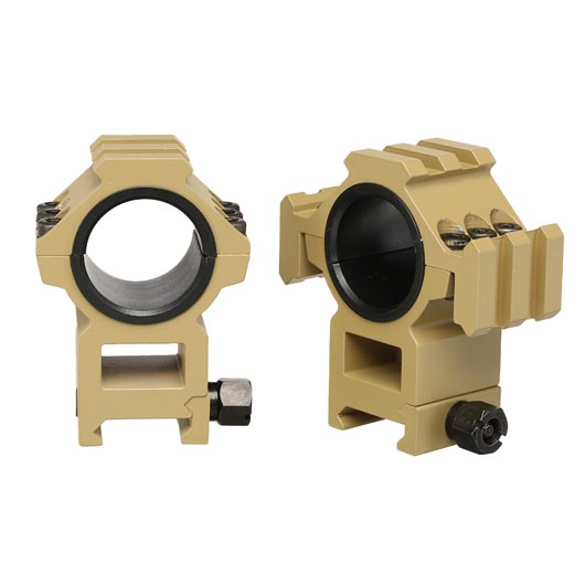 Aim-O Top Rail / Tri-Rail High Rings fr 25 / 30mm Zielfernrohre (2 Stck) Dark Earth Bild 3