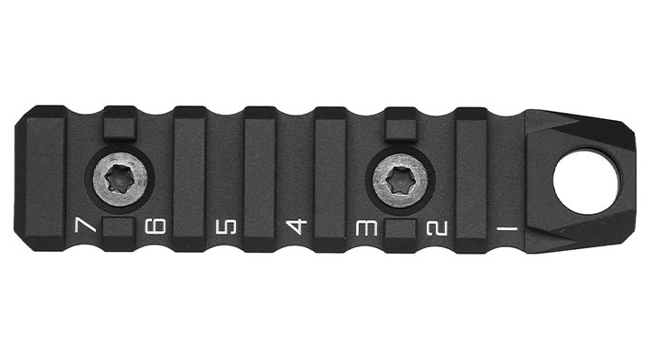 Strike Industries KeyMod / M-Lok Link 21mm Aluminium Schiene 7 Slots / 89 mm mit QD-ffnung schwarz Bild 2