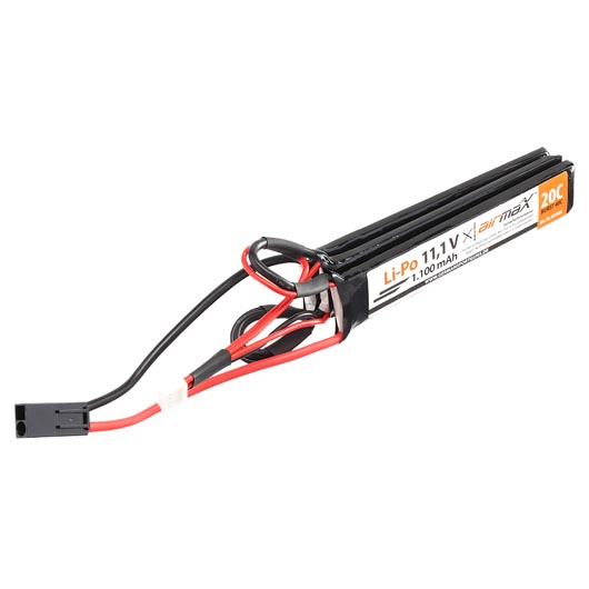airmaX Airsoft LiPo Akku 11.1V 1100mAh 20 / 40C Small Tri-Panel Type m. Mini-Tam Anschluss Bild 1