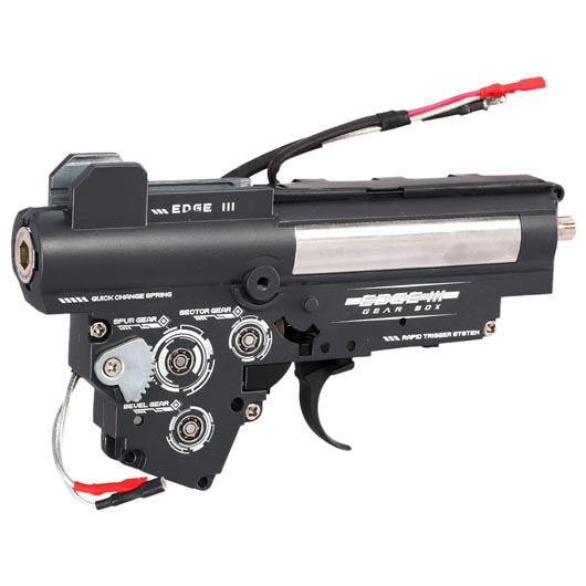 APS V3 8mm Edge III Complete Gearbox mit Micro MosFet M120 - Kabel hinten - grau Bild 3