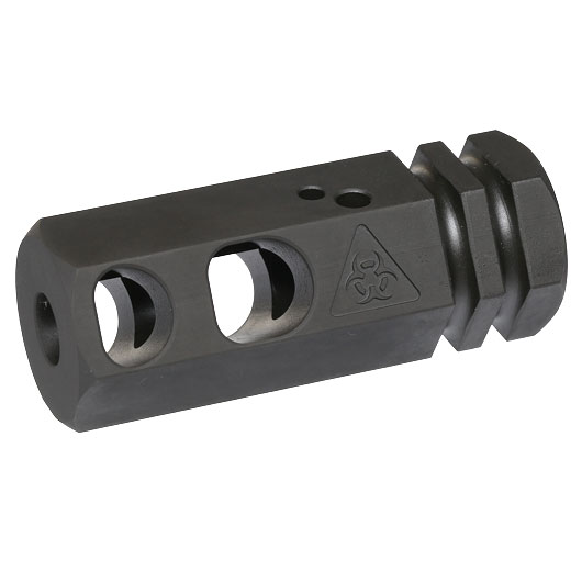 King Arms Black Rain Ordnance Compensator Hex-Edition Stahl schwarz 14mm-