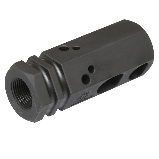 King Arms Black Rain Ordnance Compensator Hex-Edition Stahl schwarz 14mm- Bild 1