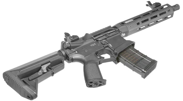 King Arms / EMG Lancer Systems L15 Defense 8 Zoll Vollmetall S-AEG 6mm BB schwarz - Real Carbon Version Bild 4