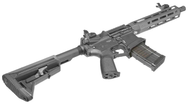 King Arms / EMG Lancer Systems L15 Defense 8 Zoll Vollmetall S-AEG 6mm BB schwarz - Real Carbon Version Bild 5