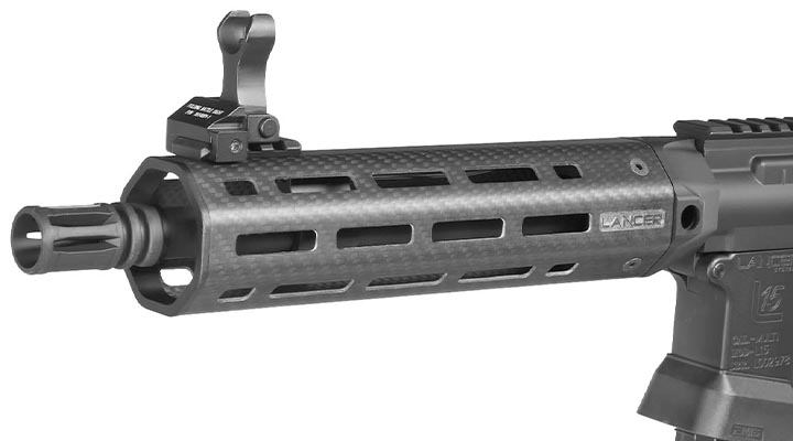 King Arms / EMG Lancer Systems L15 Defense 8 Zoll Vollmetall S-AEG 6mm BB schwarz - Real Carbon Version Bild 6