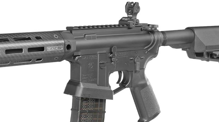 King Arms / EMG Lancer Systems L15 Defense 8 Zoll Vollmetall S-AEG 6mm BB schwarz - Real Carbon Version Bild 7