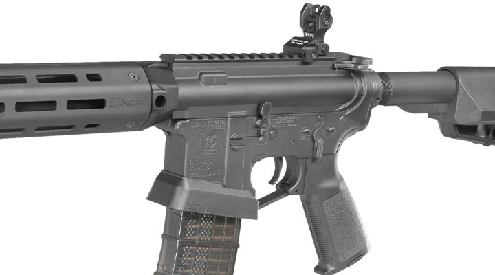 King Arms / EMG Lancer Systems L15 Defense 8 Zoll Vollmetall S-AEG 6mm BB schwarz - Aluminium Version Bild 7
