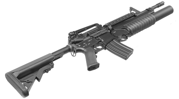 E&C M4 RIS Carbine inkl. M203 Grenade Launcher Vollmetall QD-1.5 Gearbox S-AEG 6mm BB schwarz Bild 6