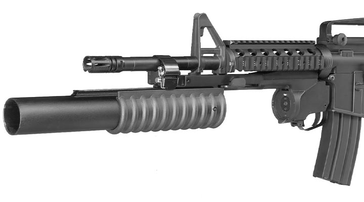 E&C M4 RIS Carbine inkl. M203 Grenade Launcher Vollmetall QD-1.5 Gearbox S-AEG 6mm BB schwarz Bild 8