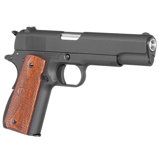 Cybergun / AWC Auto-Ordnance 1911 Vollmetall GBB 6mm BB matt schwarz - Echtholzgriffschalen Bild 7