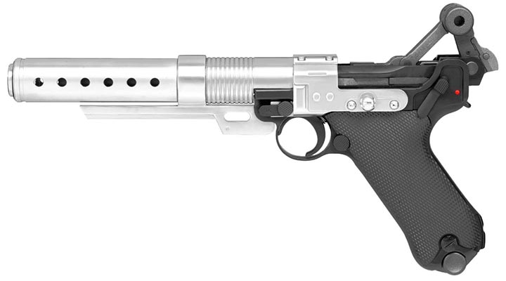 AWC A-180 Rebel Custom Blaster / P08 6 Zoll Vollmetall Gas-Blow-Back 6mm BB schwarz Bild 2