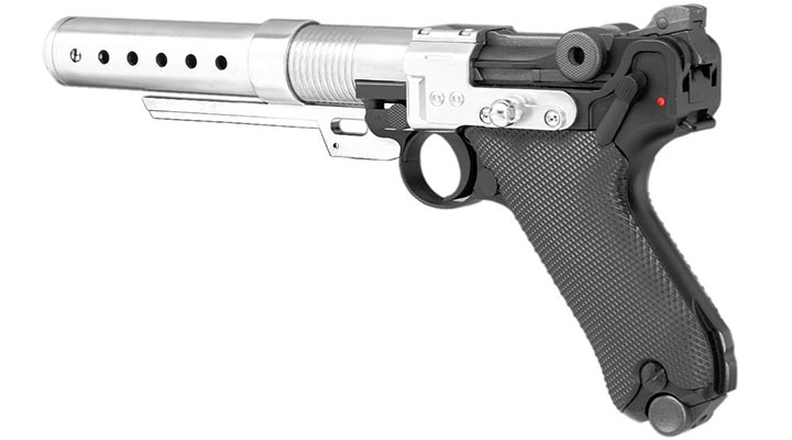 AWC A-180 Rebel Custom Blaster / P08 6 Zoll Vollmetall Gas-Blow-Back 6mm BB schwarz Bild 8