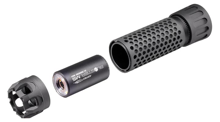 Acetech Predator MKIII Suppressor mit Blaster MS Flame Effect Flasher Unit inkl. Akku + Flash-Hider 14mm- schwarz Bild 6