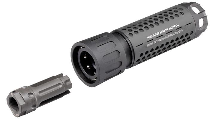 Acetech Predator MKIII Suppressor mit Blaster MS Flame Effect Flasher Unit inkl. Akku + Flash-Hider 14mm- schwarz Bild 7