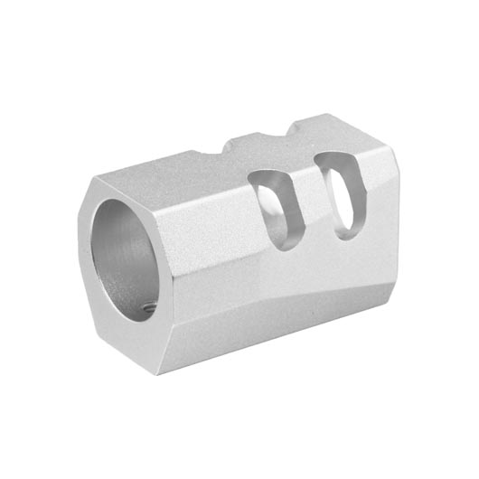 TTI Airsoft CNC Aluminium Compensator Type-B f. Pistolen mit 14mm- Auengewinde silber Bild 3