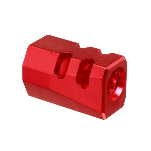 TTI Airsoft CNC Aluminium Compensator Type-B f. Pistolen mit 14mm- Auengewinde rot Bild 2