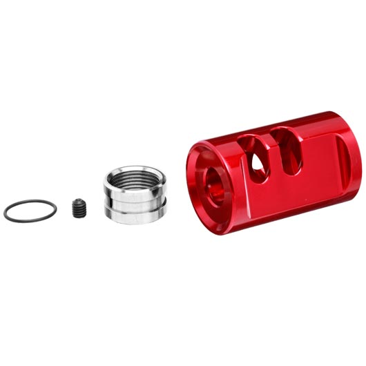 TTI Airsoft CNC Aluminium Compensator Type-A f. Pistolen mit 14mm- Auengewinde rot