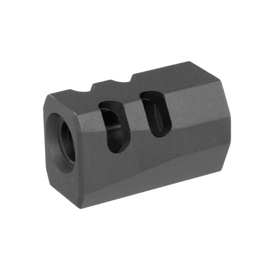 TTI Airsoft CNC Aluminium Compensator Type-B f. Pistolen mit 14mm- Auengewinde schwarz Bild 1