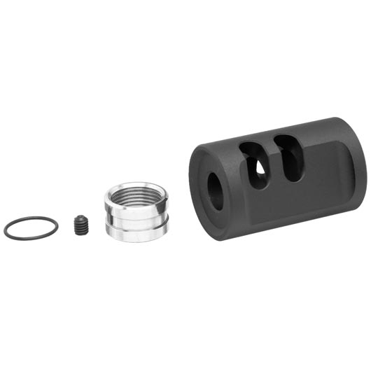 TTI Airsoft CNC Aluminium Compensator Type-A f. Pistolen mit 14mm- Auengewinde schwarz