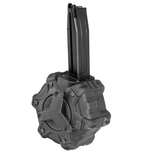 Wei-ETech Hi-Capa 4.3 / 5.1 GBB Single Trommelmagazin Hi-Cap 350 Schuss Blackout schwarz