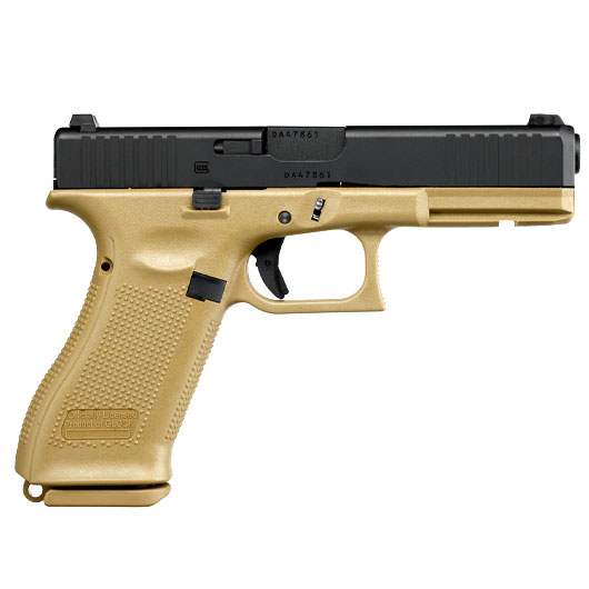 Glock 17 Gen. 5 Airsoftpistole mit Metallschlitten GBB 6mm BB schwarz / coyote French Army Edition Bild 3