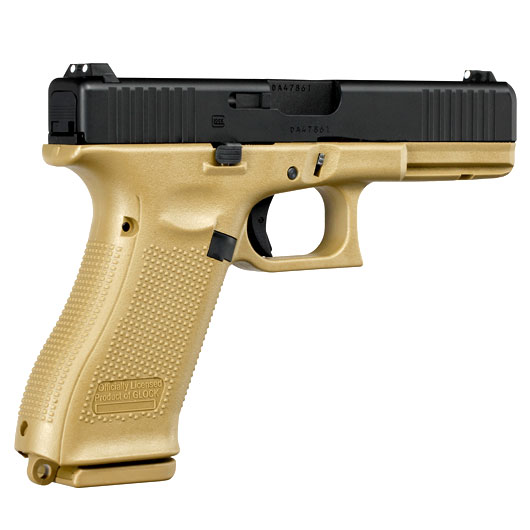 Glock 17 Gen. 5 Airsoftpistole mit Metallschlitten GBB 6mm BB schwarz / coyote French Army Edition Bild 4