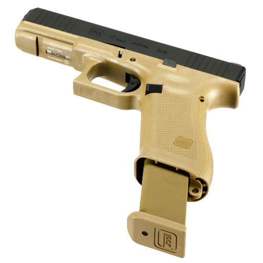 Glock 17 Gen. 5 Airsoftpistole mit Metallschlitten GBB 6mm BB schwarz / coyote French Army Edition Bild 5