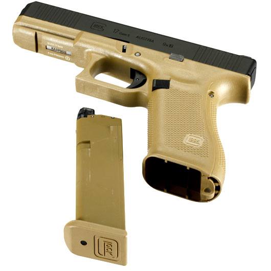 Glock 17 Gen. 5 Airsoftpistole mit Metallschlitten GBB 6mm BB schwarz / coyote French Army Edition Bild 6
