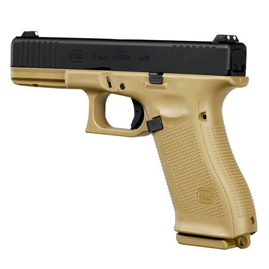 Glock 17 Gen. 5 Airsoftpistole mit Metallschlitten GBB 6mm BB schwarz / coyote French Army Edition Bild 8