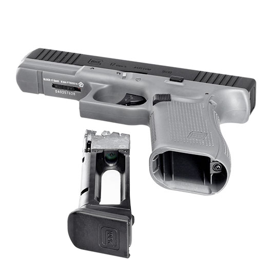 Glock 17 Gen. 5 Airsoft mit Metallschlitten CO2 BlowBack 6mm BB schwarz / Tungsten Grey Bild 6