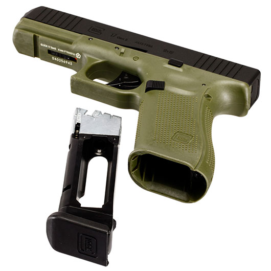 Glock 17 Gen. 5 Airsoft mit Metallschlitten CO2 BlowBack 6mm BB schwarz / Battlefield Green Bild 6