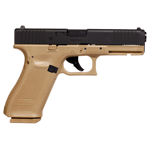 Glock 17 Gen. 5 Airsoft mit Metallschlitten CO2 BlowBack 6mm BB schwarz / coyote Bild 3