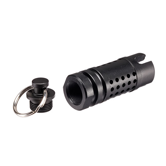 Matrix Hive CNC Aluminium Flash-Hider schwarz 14mm- mit Schlsselanhnger-Adapter Bild 7