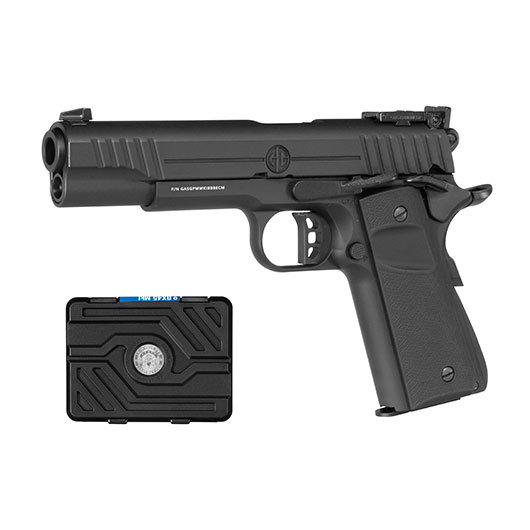 G&G GX45 MkI Airsoftpistole Vollmetall GBB 6mm BB schwarz inkl. Pistolenkoffer