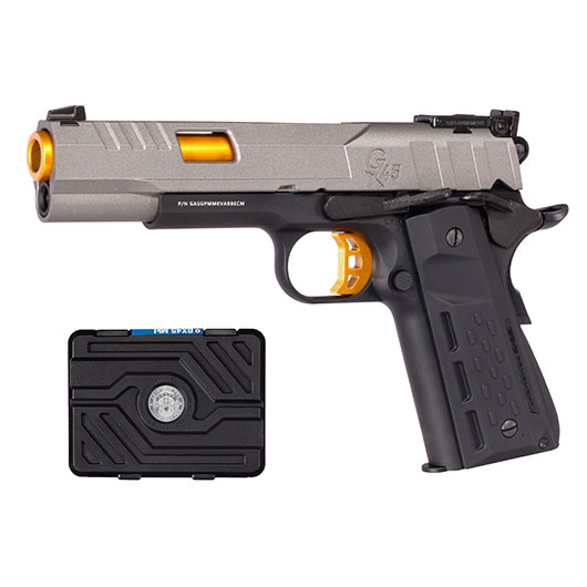 G&G GX45 MkV Airsoftpistole Vollmetall GBB 6mm BB grau inkl. Pistolenkoffer