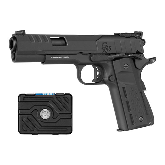 G&G GX45 MkV Airsoftpistole Vollmetall GBB 6mm BB schwarz inkl. Pistolenkoffer