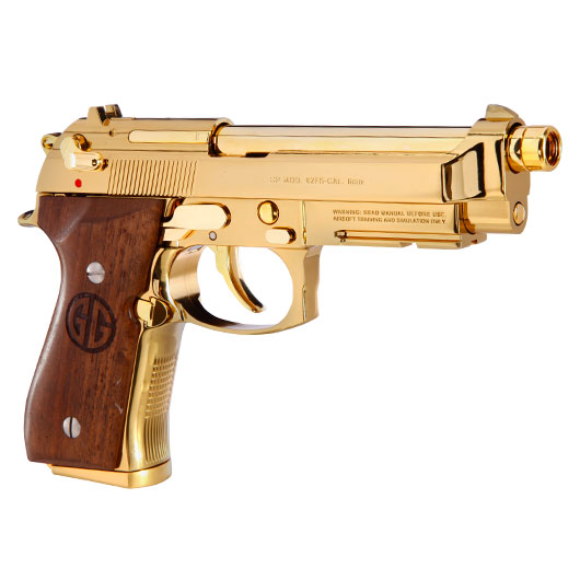 G&G GPM92 GP2 Airsoftpistole Vollmetall GBB 6mm BB Gold-Chrome inkl. Pistolenkoffer - Walnussholz Limited Edition Bild 7