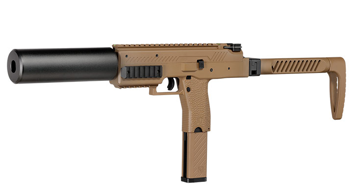 Vorsk VMP-1X PDW Polymer SMG GBB 6mm BB tan - Set mit Silencer / Ersatzmagazin