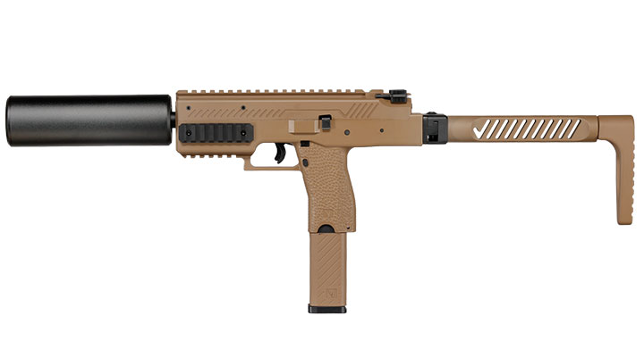 Vorsk VMP-1X PDW Polymer SMG GBB 6mm BB tan - Set mit Silencer / Ersatzmagazin Bild 1