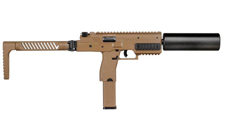 Vorsk VMP-1X PDW Polymer SMG GBB 6mm BB tan - Set mit Silencer / Ersatzmagazin Bild 3