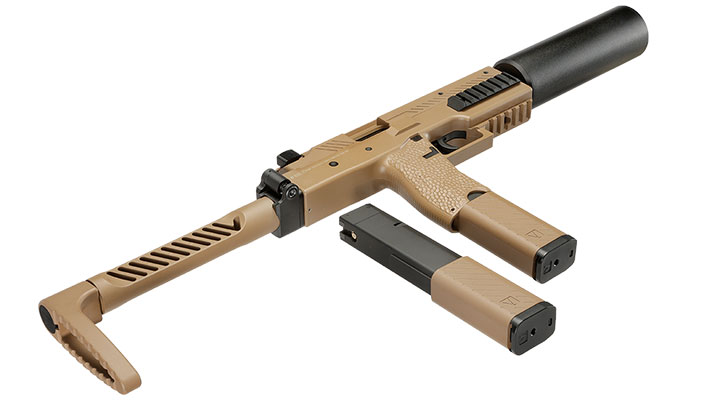 Vorsk VMP-1X PDW Polymer SMG GBB 6mm BB tan - Set mit Silencer / Ersatzmagazin Bild 6