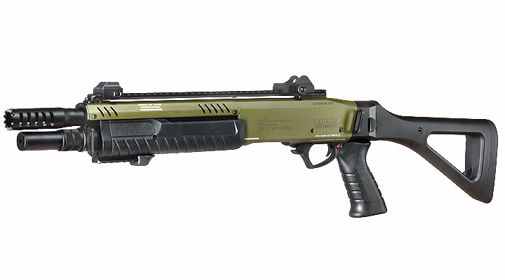 CYMA / BO Manufacture Fabarm STF12 Compact 11 Zoll Vollmetall Pump Action Gas Shotgun 6mm BB oliv