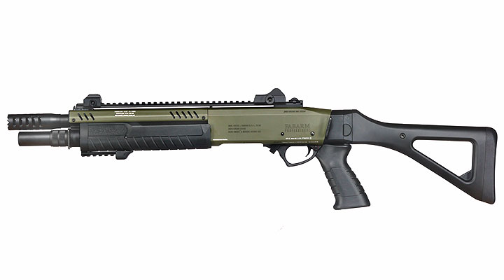 CYMA / BO Manufacture Fabarm STF12 Compact 11 Zoll Vollmetall Pump Action Gas Shotgun 6mm BB oliv Bild 1