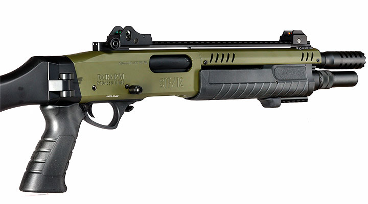 CYMA / BO Manufacture Fabarm STF12 Compact 11 Zoll Vollmetall Pump Action Gas Shotgun 6mm BB oliv Bild 10