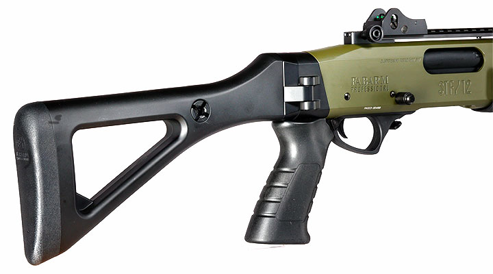 CYMA / BO Manufacture Fabarm STF12 Compact 11 Zoll Vollmetall Pump Action Gas Shotgun 6mm BB oliv Bild 11