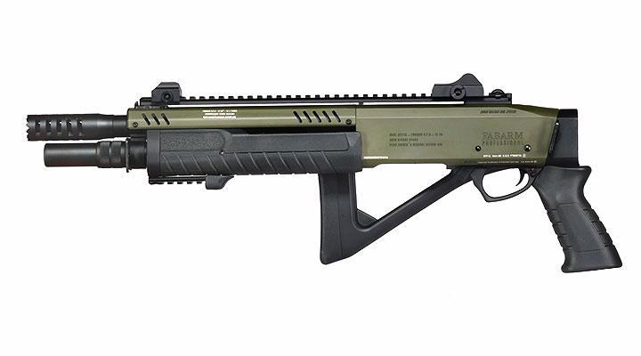 CYMA / BO Manufacture Fabarm STF12 Compact 11 Zoll Vollmetall Pump Action Gas Shotgun 6mm BB oliv Bild 2